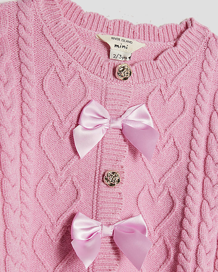 Mini Girls Pink Bow Jumper Set