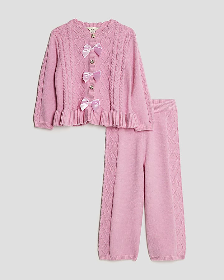Mini Girls Pink Bow Jumper Set