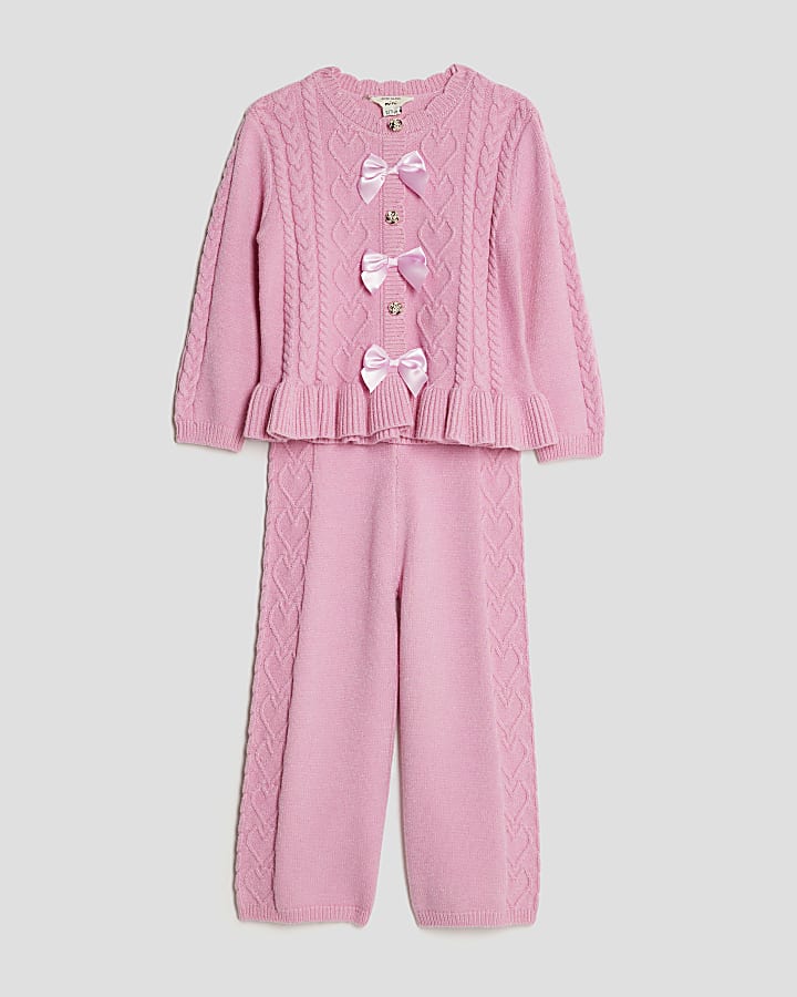 Mini Girls Pink Bow Jumper Set