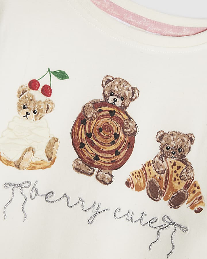 Mini Girls Cream Pastry Bear Pyjamas Set