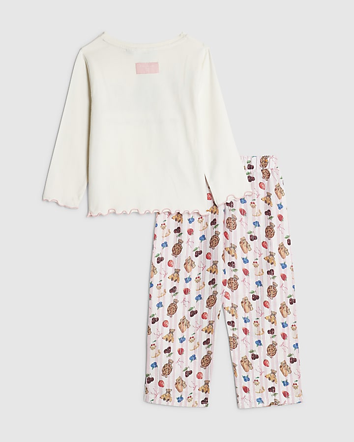 Mini Girls Cream Pastry Bear Pyjamas Set