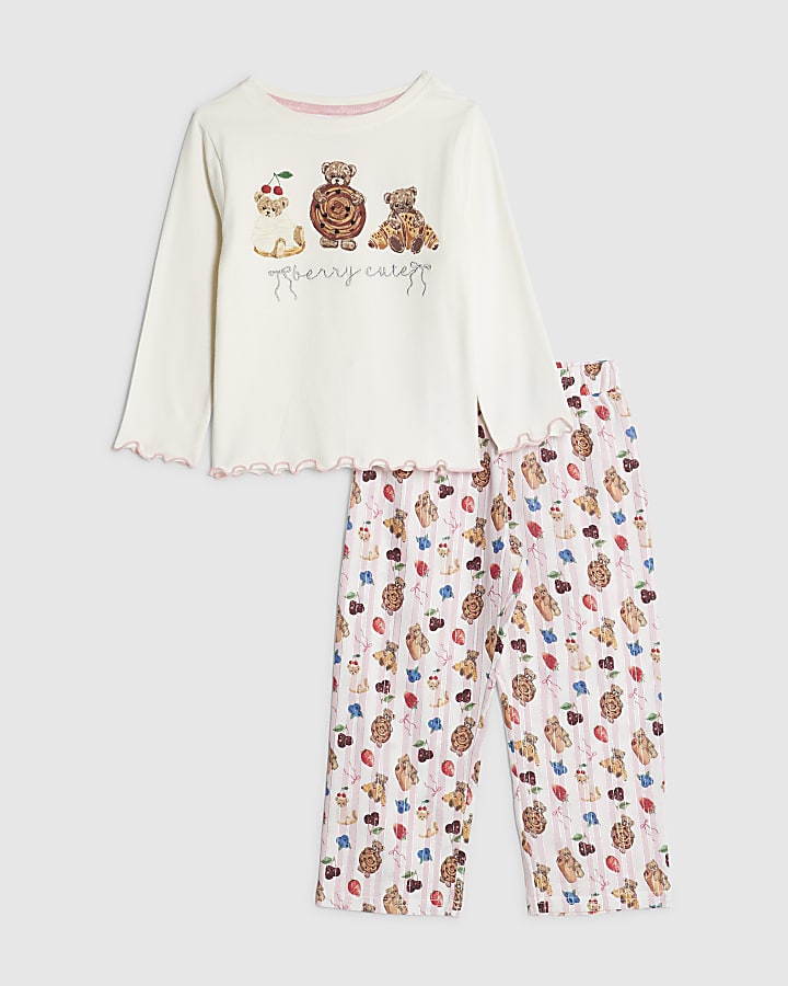 Mini Girls Cream Pastry Bear Pyjamas Set