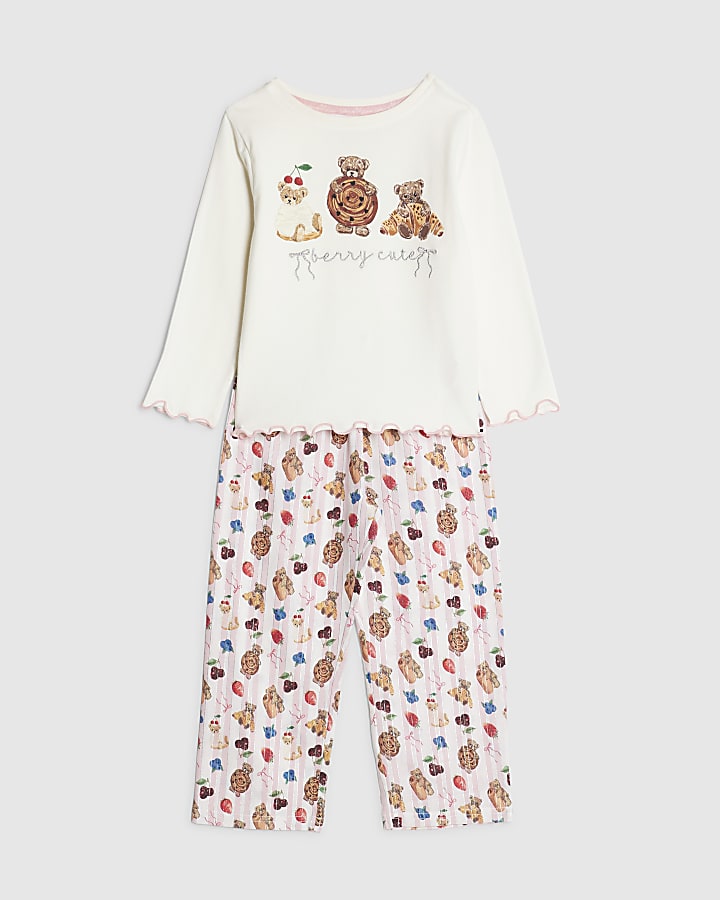 Mini Girls Cream Pastry Bear Pyjamas Set
