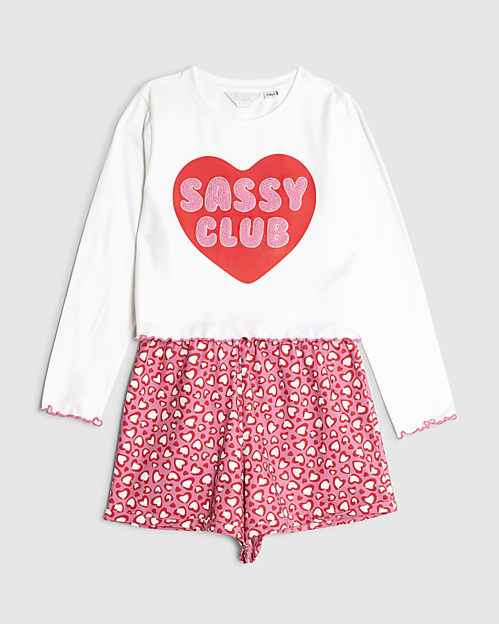 Girls Pink Sassy Club Pyjamas Set