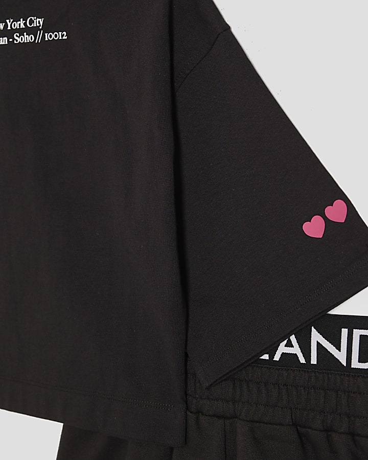 Girls Black Sassy T-Shirt And Shorts Set