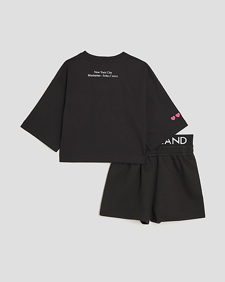 Girls Black Sassy T-Shirt And Shorts Set