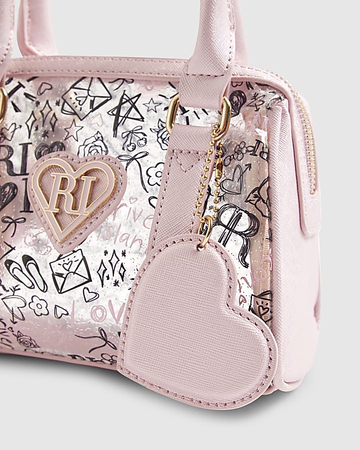 Girls Pink Graffiti Bowler bag