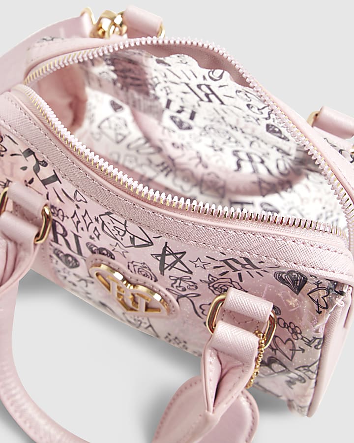 Girls Pink Graffiti Bowler bag