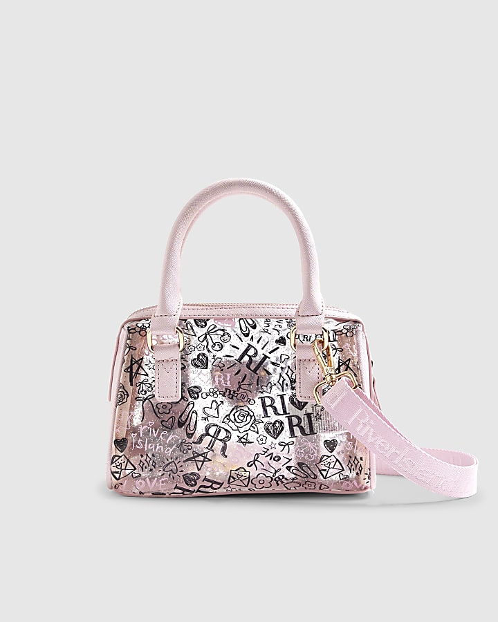Girls Pink Graffiti Bowler bag