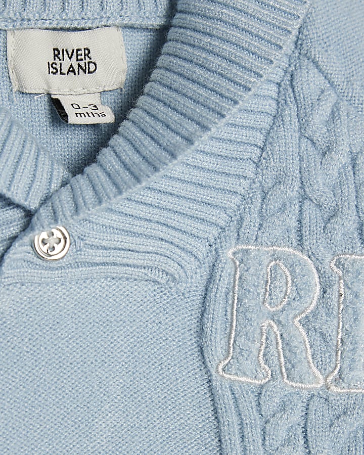 Baby Boys Blue Stripe Shawl Neck Cardigan Set