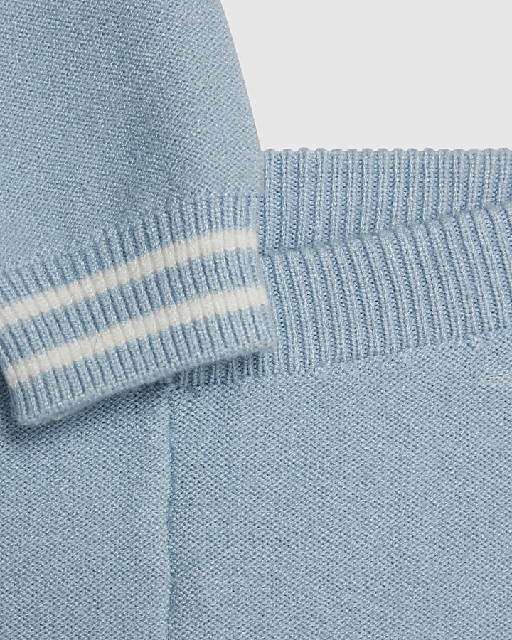 Baby Boys Blue Stripe Shawl Neck Cardigan Set