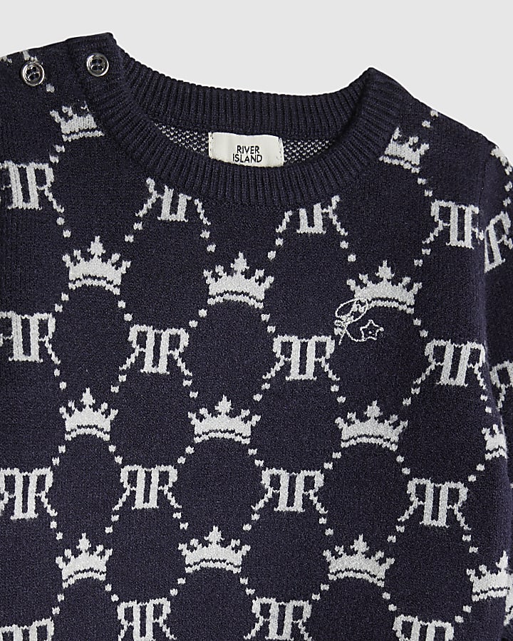 Baby Boys Navy RI Monogram Jumper Set