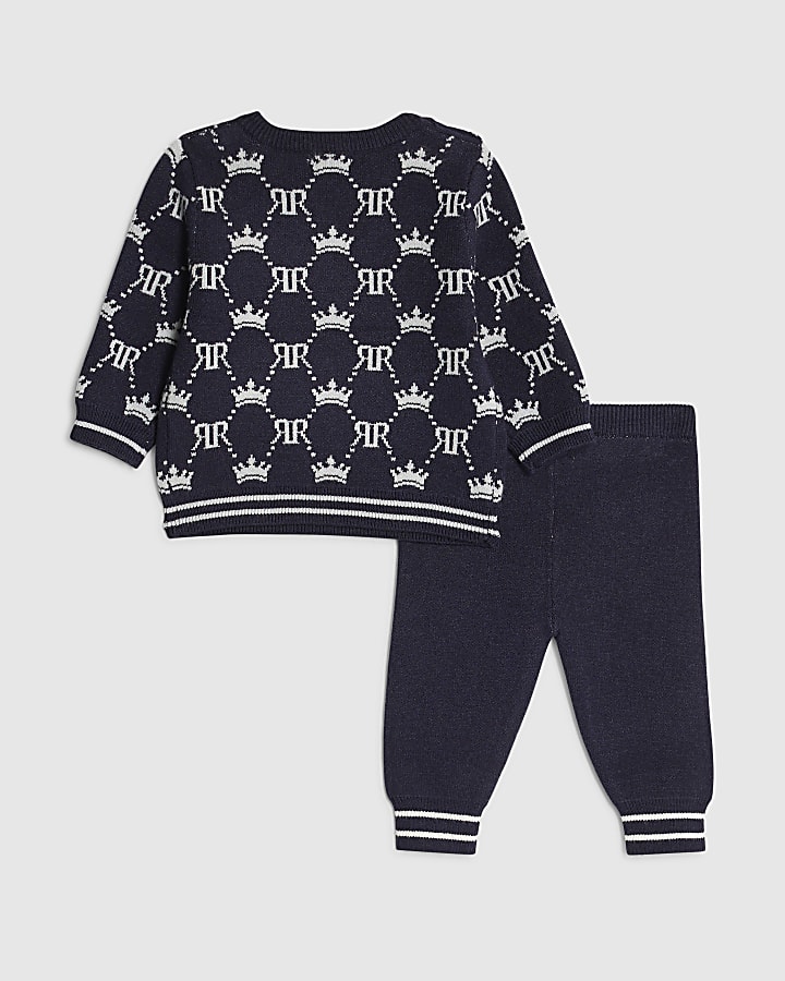 Baby Boys Navy RI Monogram Jumper Set