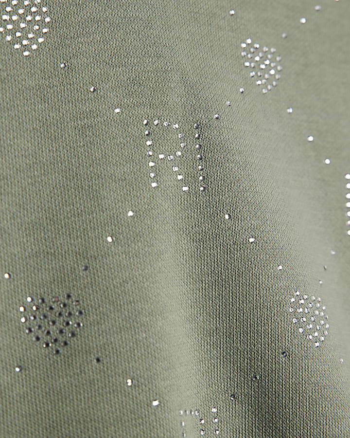 Girls Green RI Embellished Hoodie Set