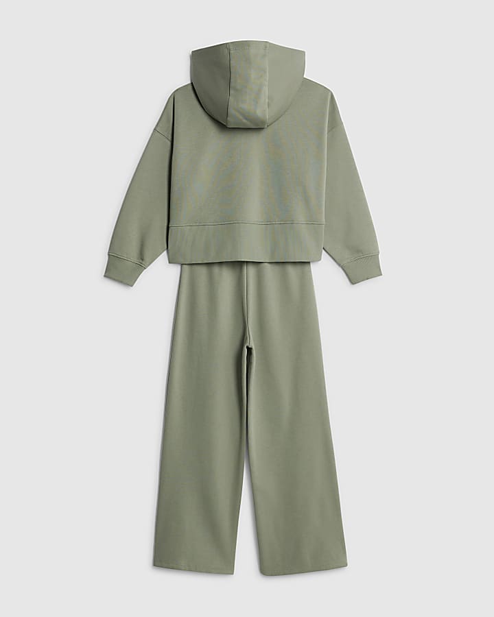 Girls Green RI Embellished Hoodie Set