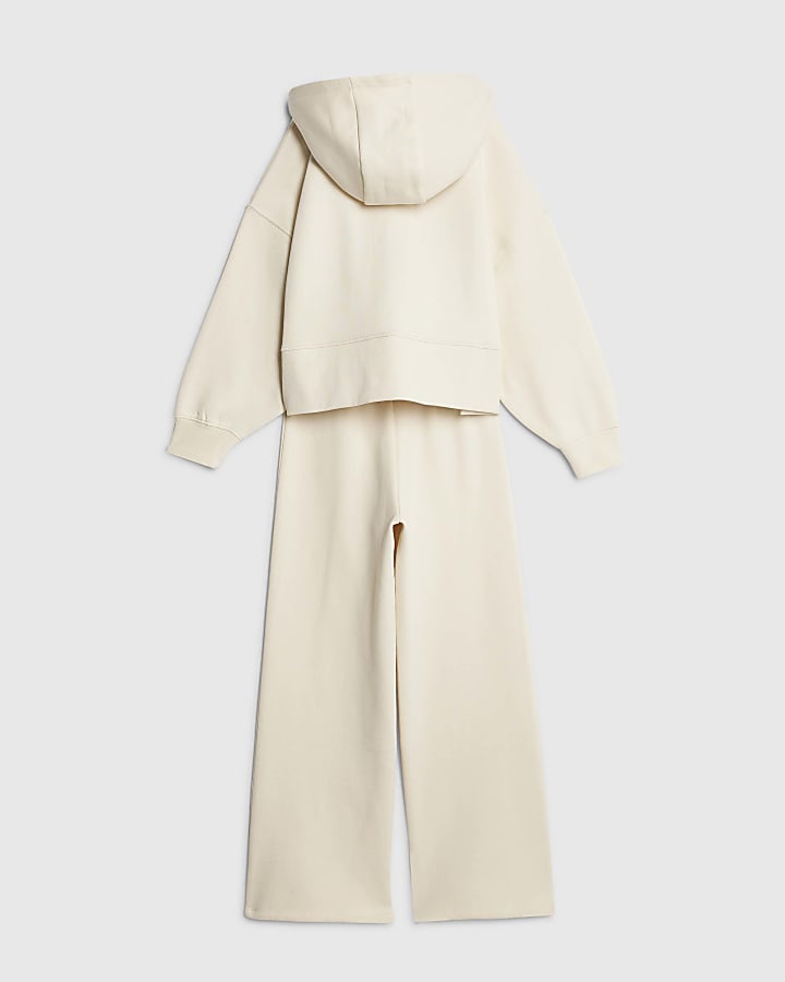 Girls Cream RI Embellished Hoodie Set
