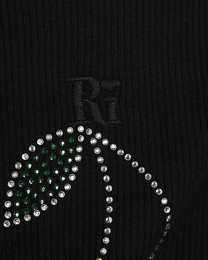 Girls Black Cherry Embellished Tank Top