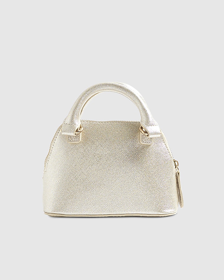 Girls cream sequin borq mini tote bag