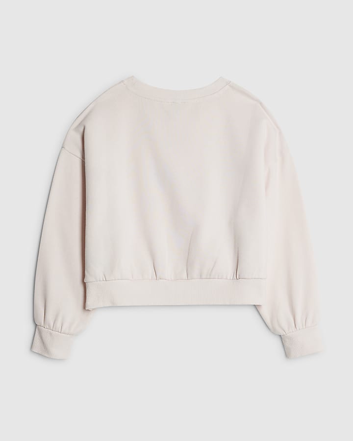 Girls Pink Sequin Embellished Lips Sweatshirt