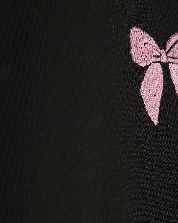 Girls Pink Bow Embroidered Leggings Set