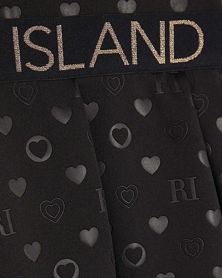 Girls Black Embossed RI Monogram Dress