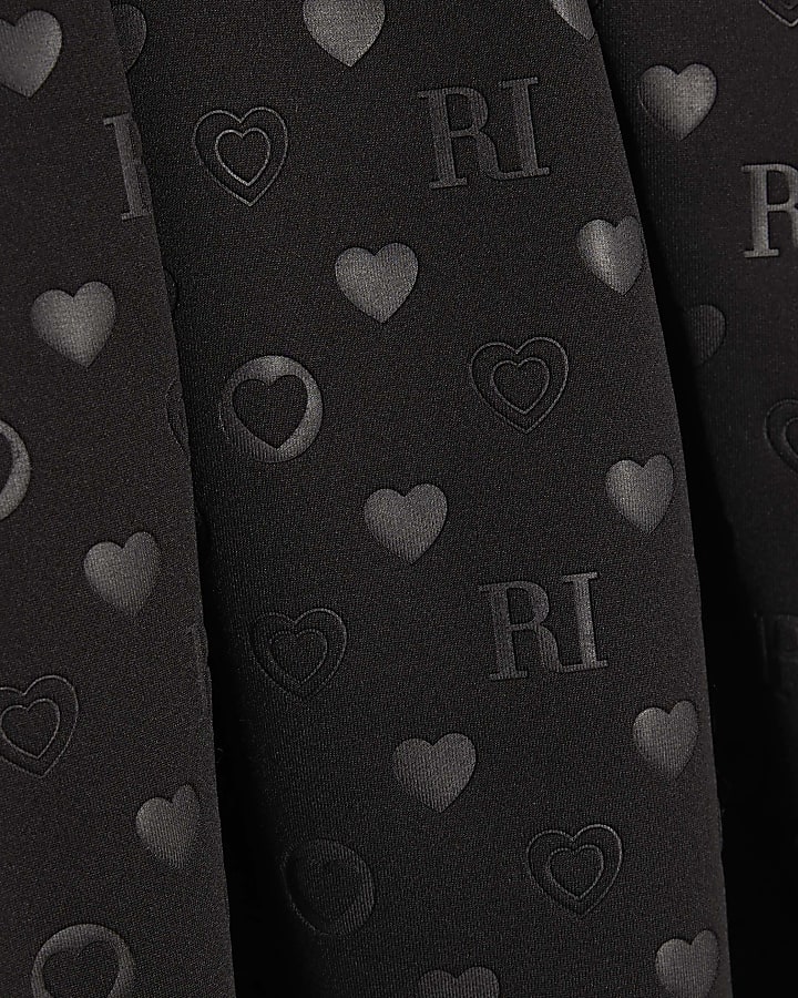 Girls Black Embossed RI Monogram Dress
