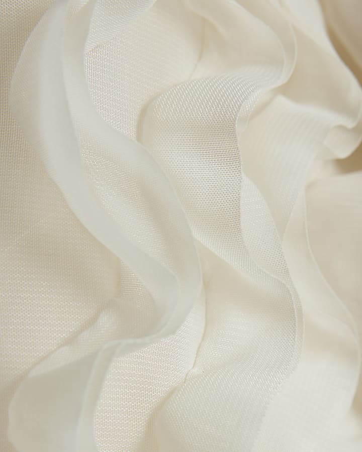 Girls Cream Bow Ruffle Sleeve Sweatshirt