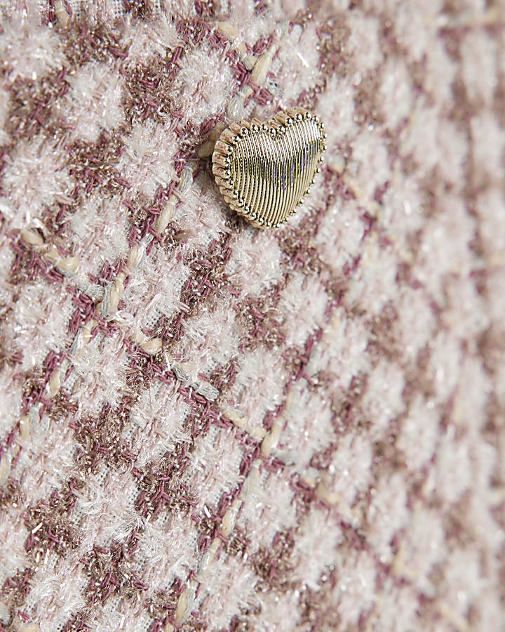 Girls Pink Boucle Check Shift Dress