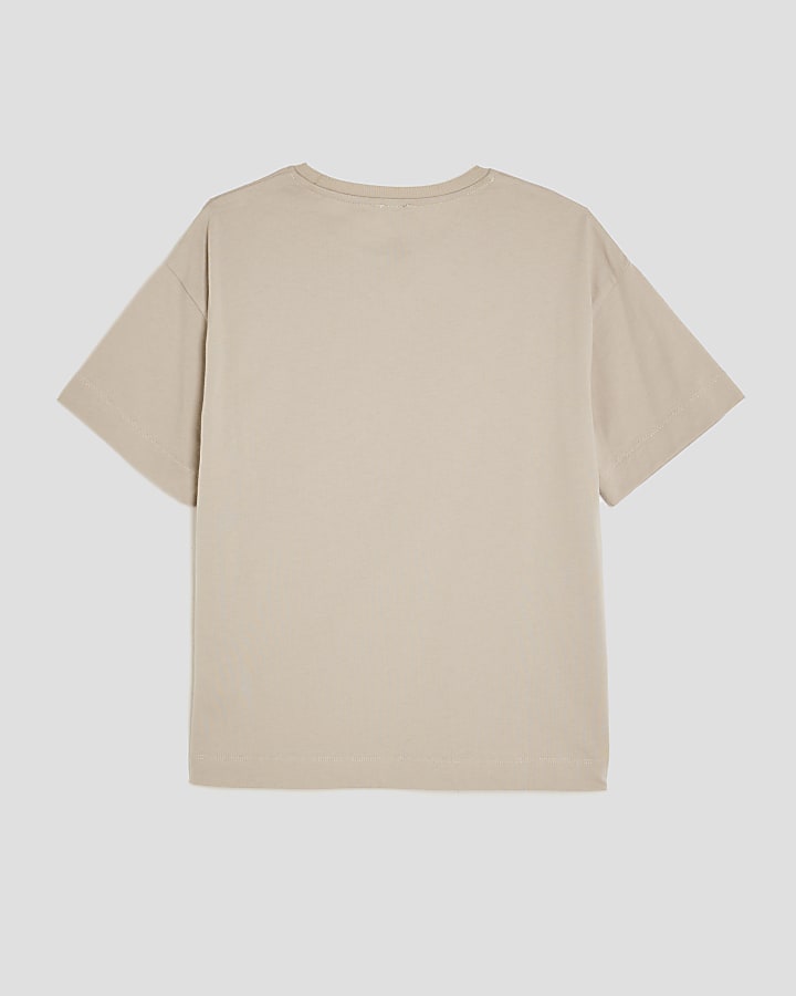 Girls Beige Croissant Embellished T-Shirt
