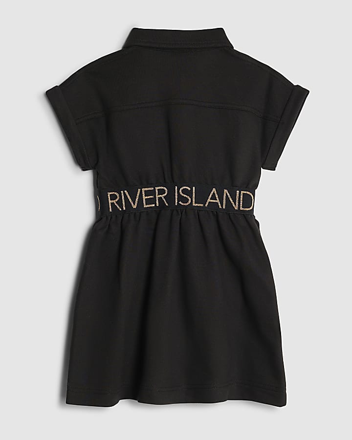 Mini Girls Black RI Waistband Dress