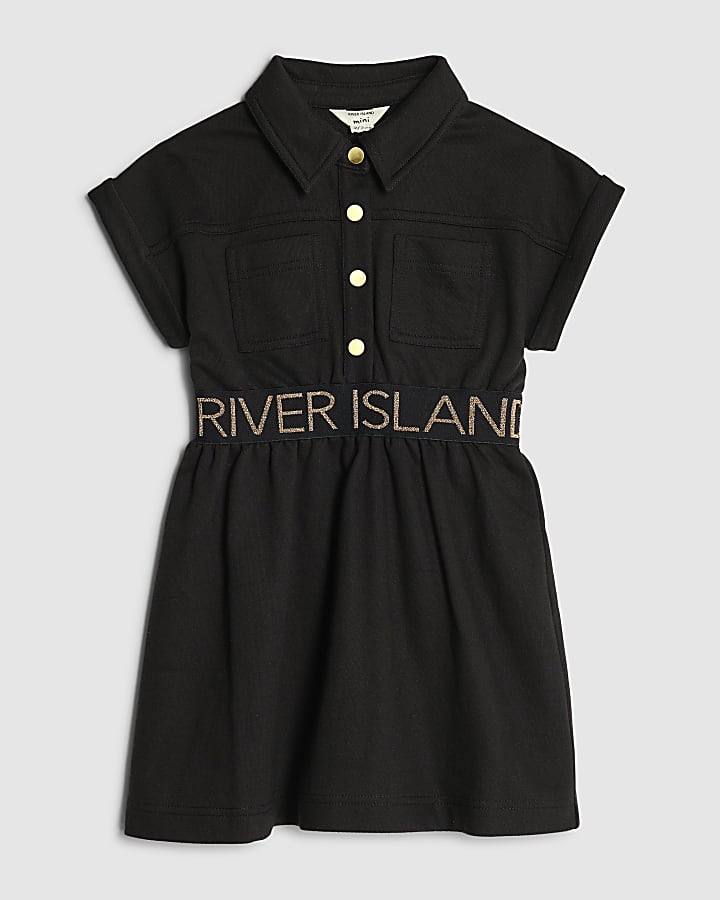 Mini Girls Black RI Waistband Dress