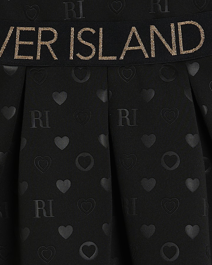 Mini Girls Black Embossed RI Monogram Dress