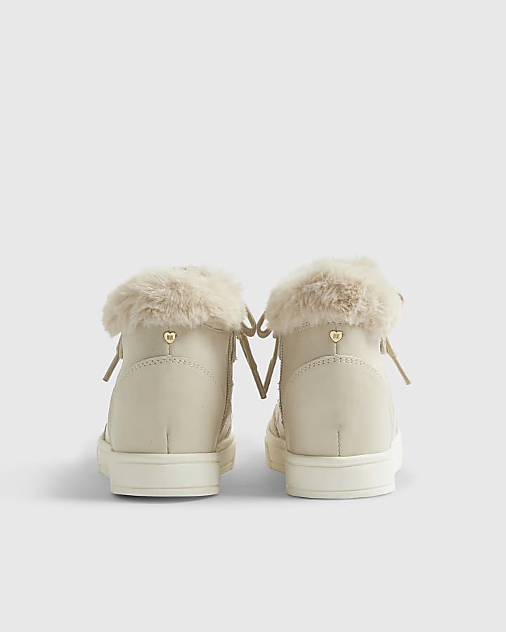 Girls Beige Wedge Hightop Trainers