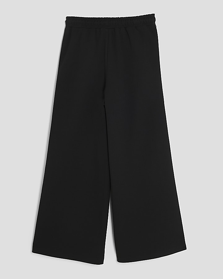 Girls Black Side Tape RI Wide Leg Trousers