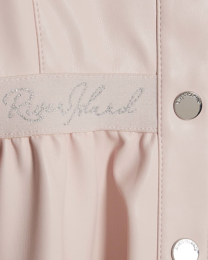 Girls Pink Faux Leather Dress
