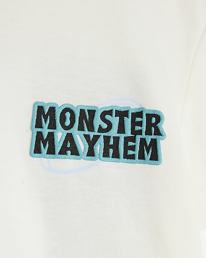 Mini Boys White Monster Truck T-Shirt