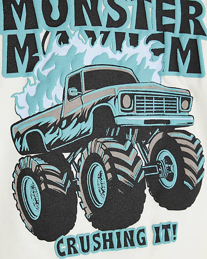 Mini Boys White Monster Truck T-Shirt