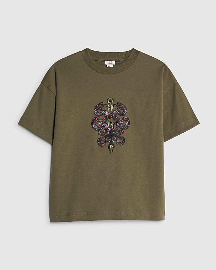 Boys Khaki Double Snake T-Shirt
