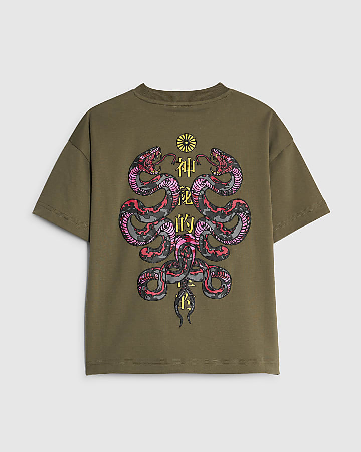 Boys Khaki Double Snake T-Shirt