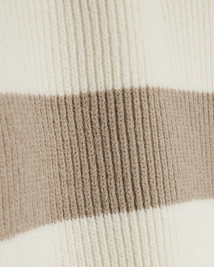 Boys Beige Ribbed Stripe Jumper