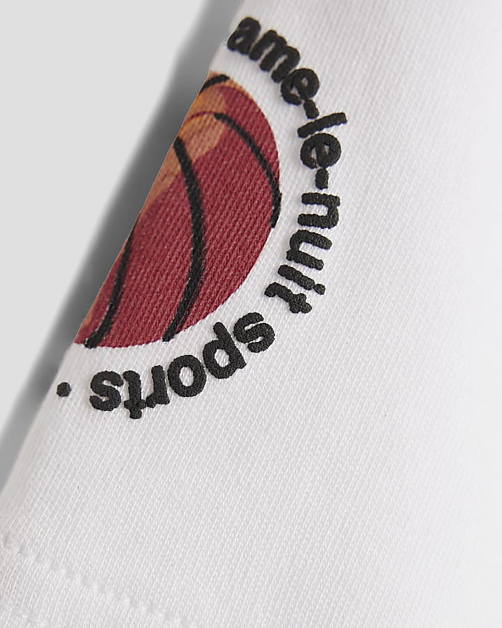 Boys White Ame Le Nuit Bear Baller T-Shirt