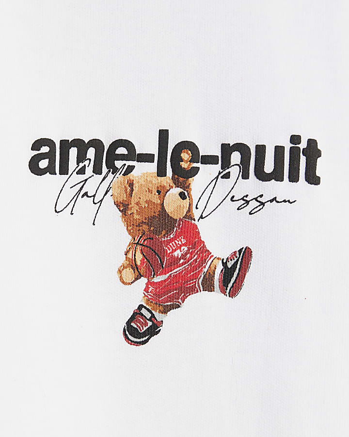 Boys White Ame Le Nuit Bear Baller T-Shirt