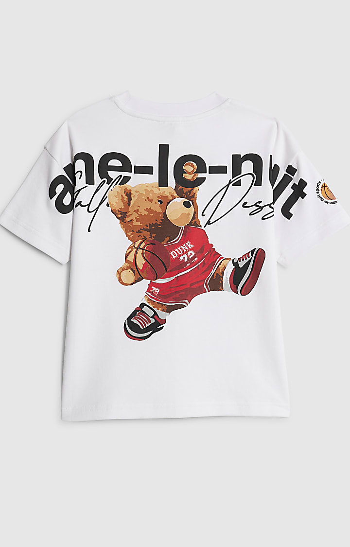Mini Boys White Ame Le Nuit Bear T-Shirt