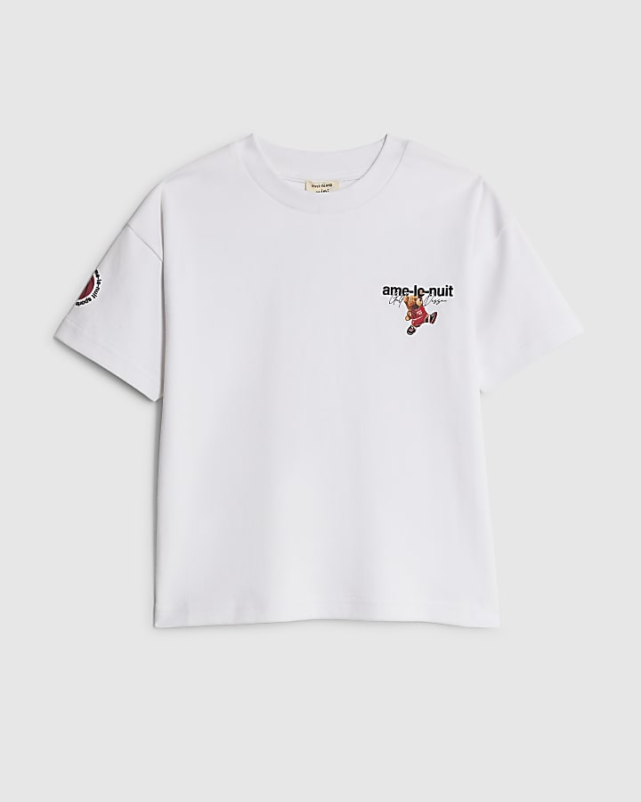 Mini Boys White Ame Le Nuit Bear T-Shirt