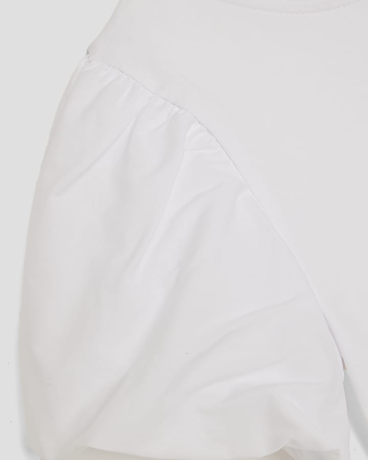 Girls White Embellished Bow Bodysuit