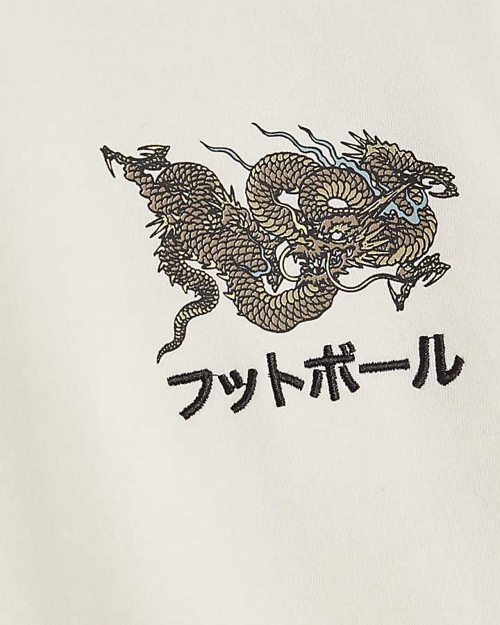 Boys White Dragon Hem T-Shirt