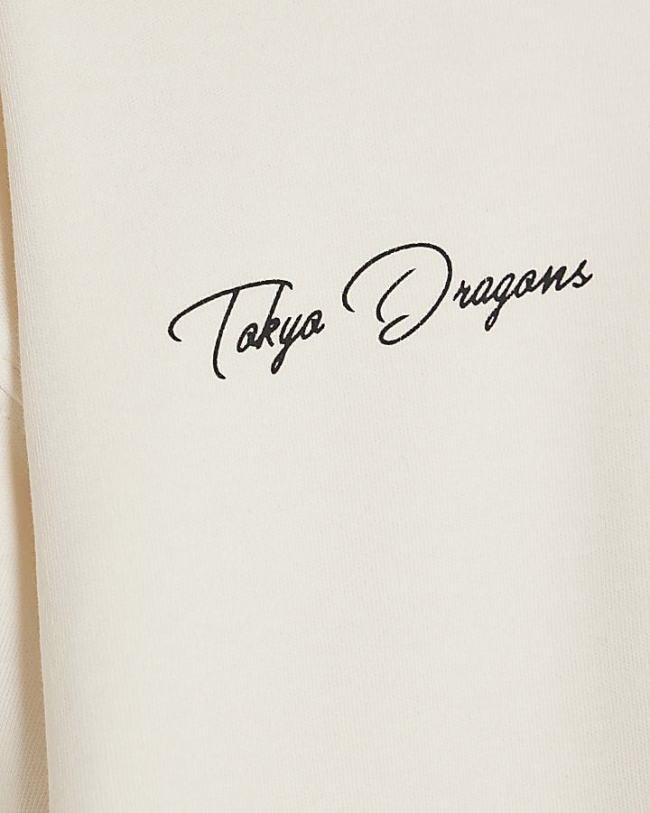 Boys White Dragon Hem T-Shirt
