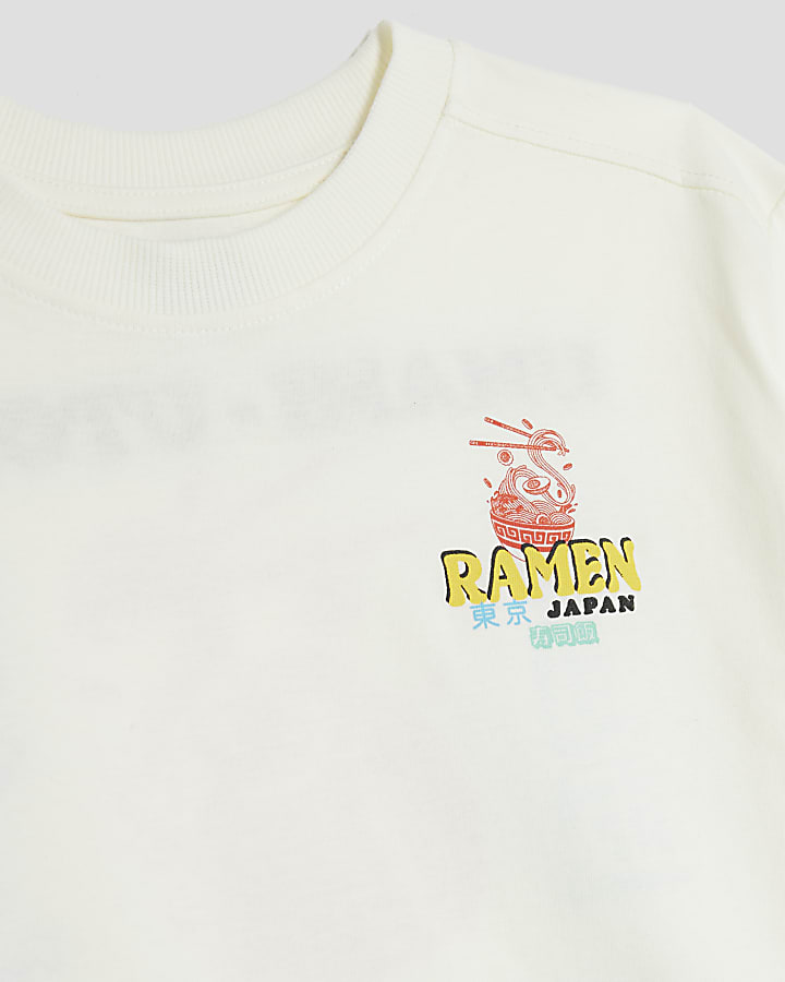 Boys White Japanese Ramen T-Shirt