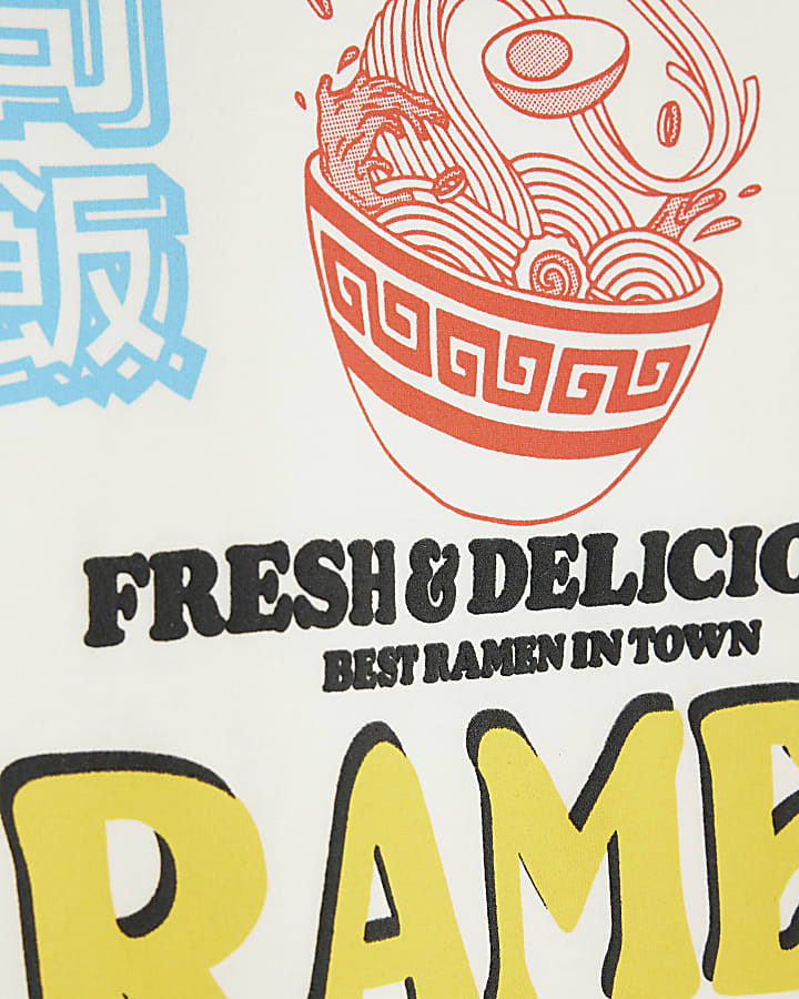 Boys White Japanese Ramen T-Shirt