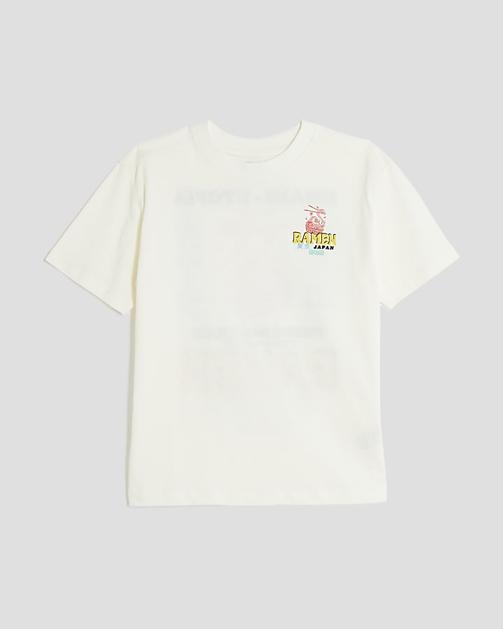 Boys White Japanese Ramen T-Shirt